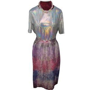 Hand Dyed Vintage Floral Jacquard Pencil Skirt Size Small